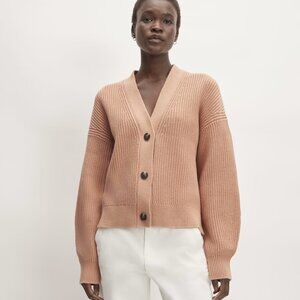 Everlane Organic Cotton Relaxed Cardigan in Blush Pink